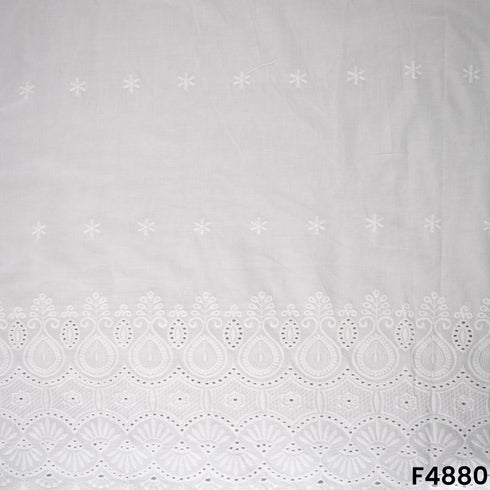 Hakoba Thread Embroidered Cambric Cotton Fabric- F4880